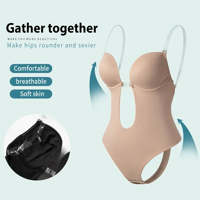 Women Full Body Shaper Bra Backless Bodysuit
