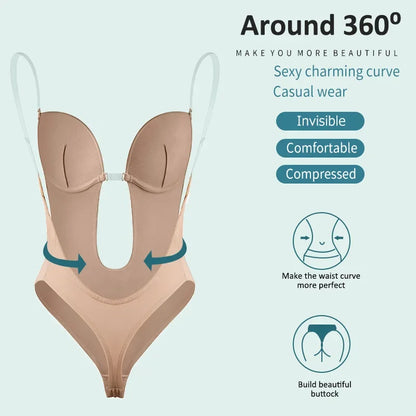 Women Full Body Shaper Bra Backless Bodysuit